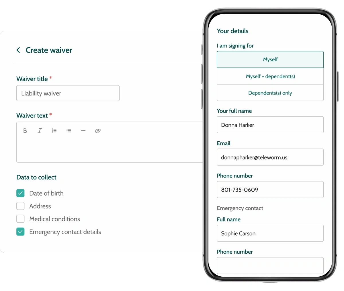 Digital waiver form in Beyonk's indoor playground software